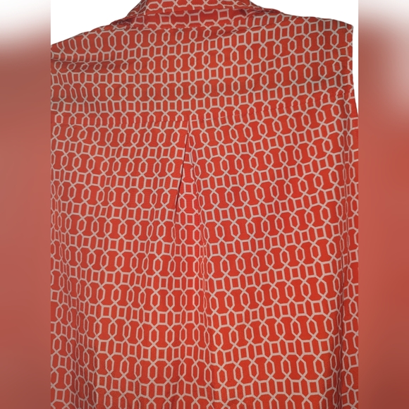 MADE for impulse | Women's sleeveless  Collared Blouse | Orange/Cream | XL - Picture 5 of 8